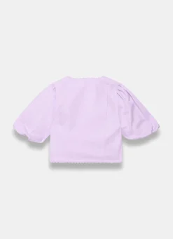 Lilac Linen Puff Sleeve Top