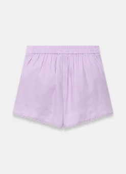 Lilac Linen Scallop Hem Shorts