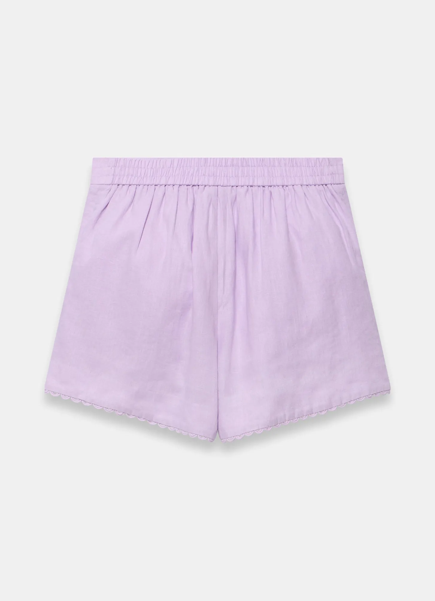 Lilac Linen Scallop Hem Shorts