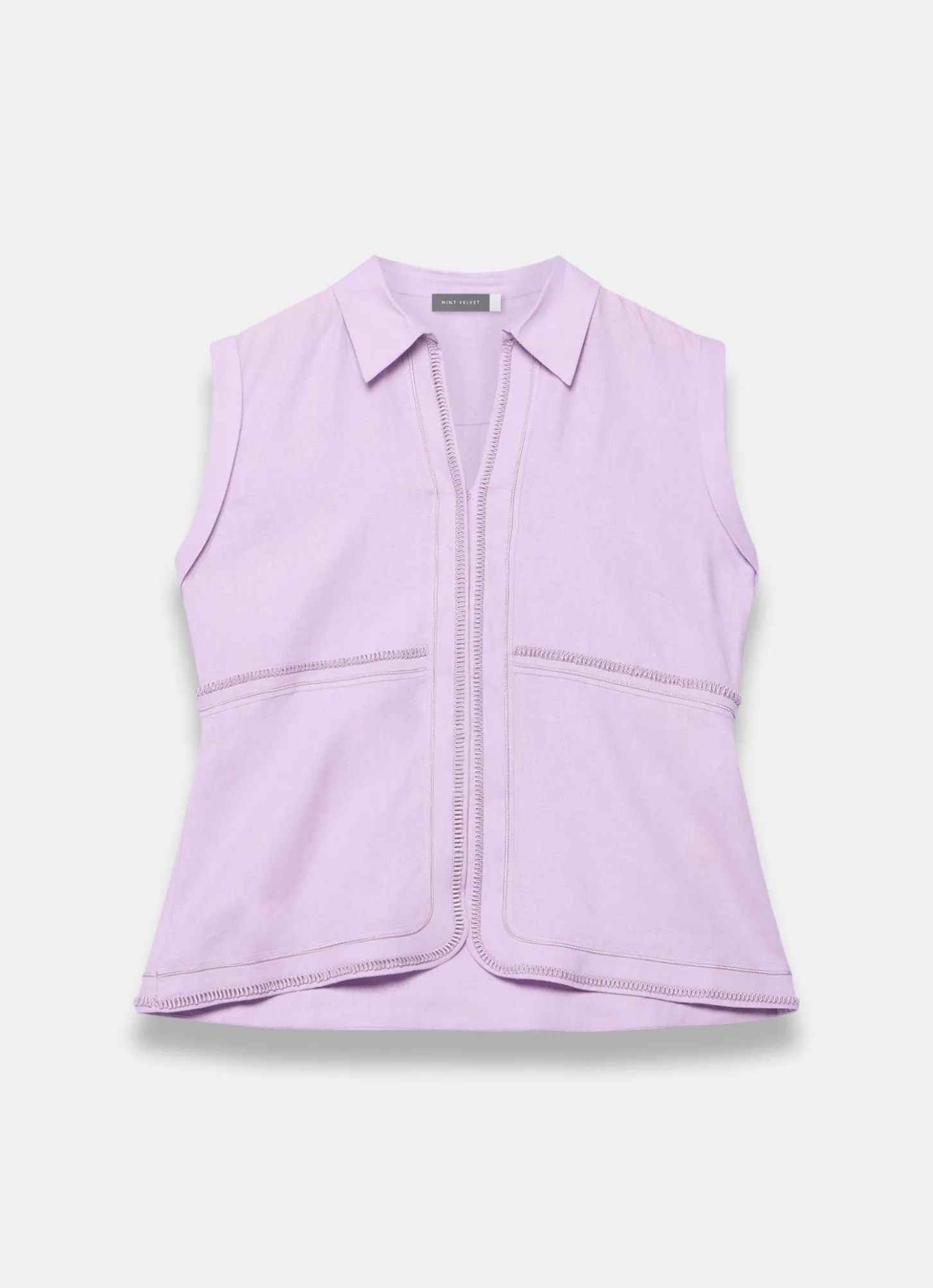 Lilac Linen Sleeveless Shirt