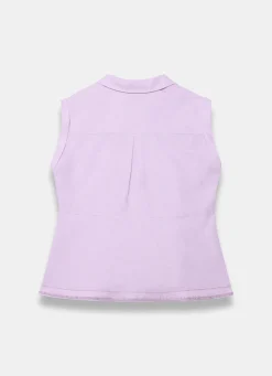 Lilac Linen Sleeveless Shirt