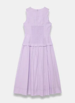 Lilac Ramie Drop Waist Midi Dress
