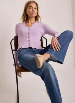 Lilac Ruffle Detail Cardigan