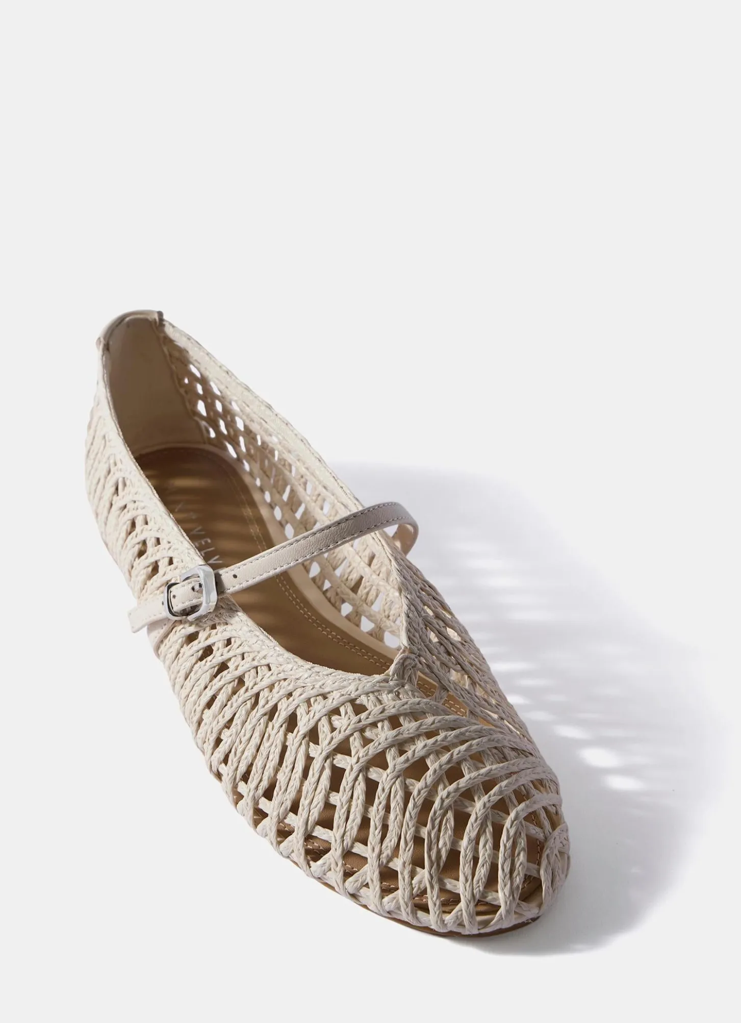 Lily Cream Woven Ballet Flat Pumps