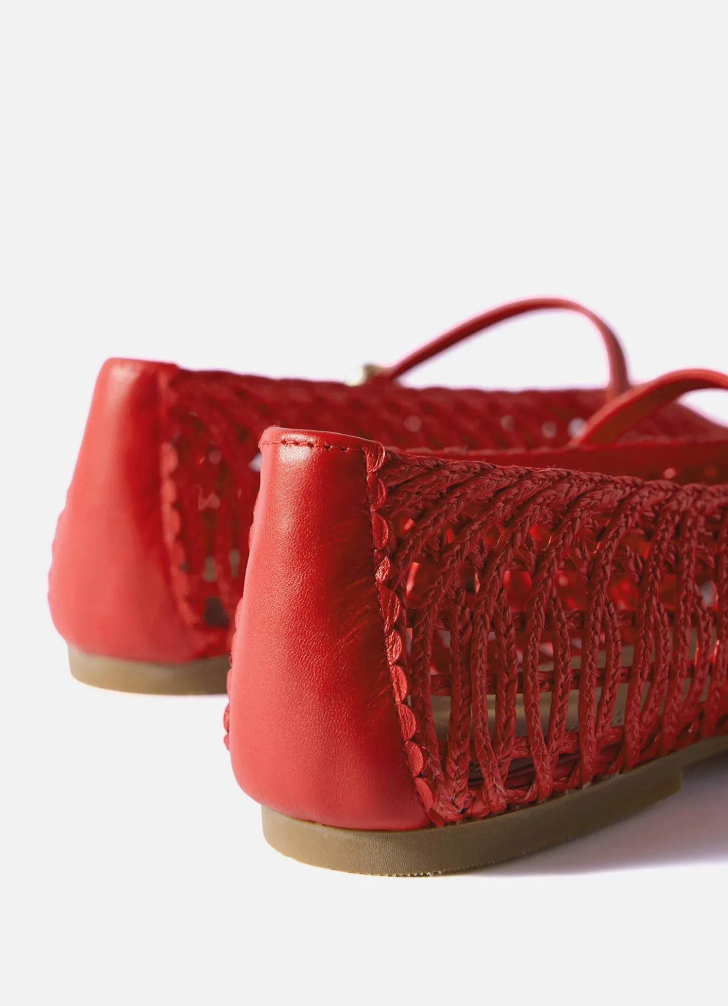 Lily Red Woven Ballet Flat Pumps
