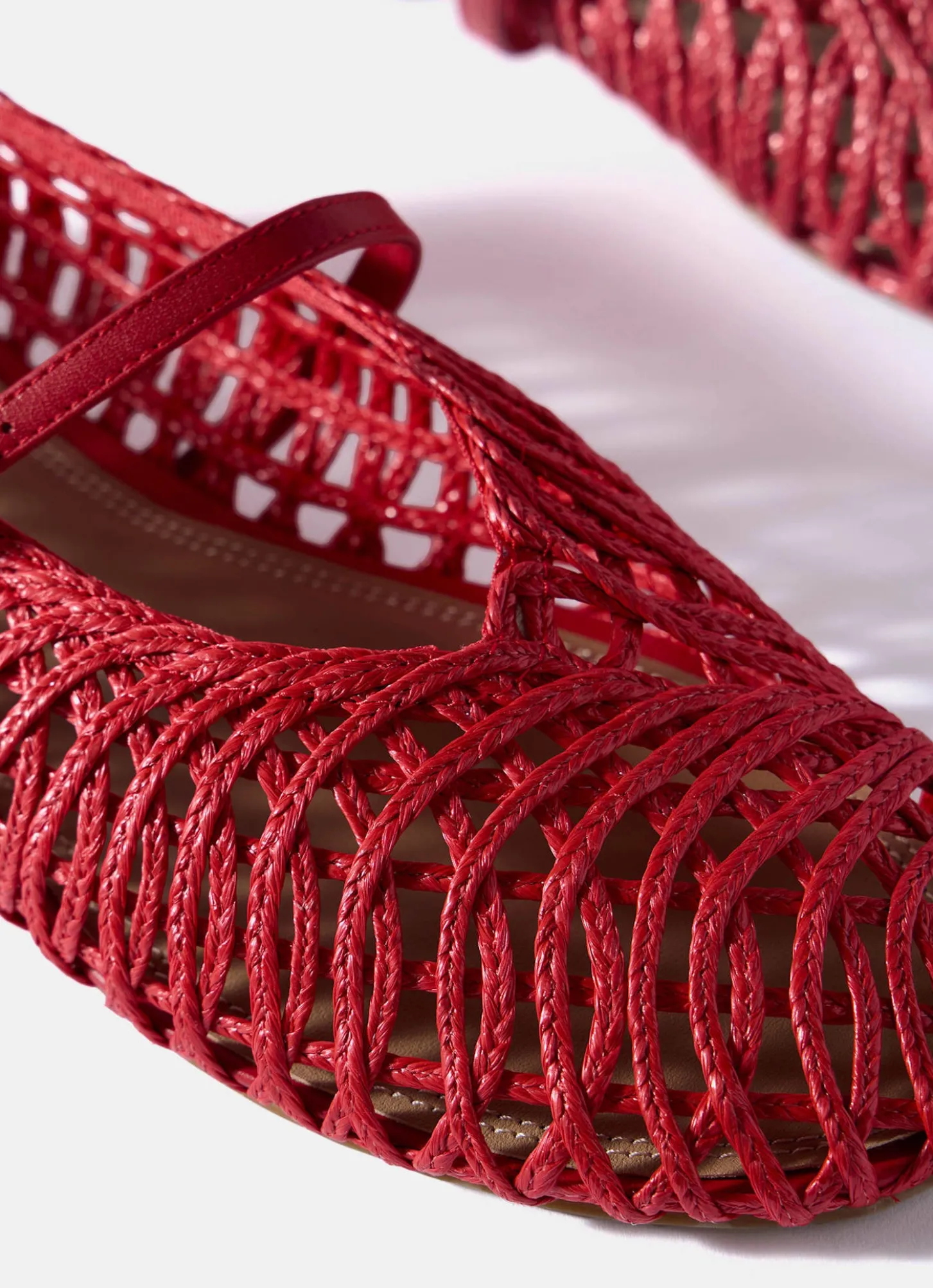 Lily Red Woven Ballet Flat Pumps