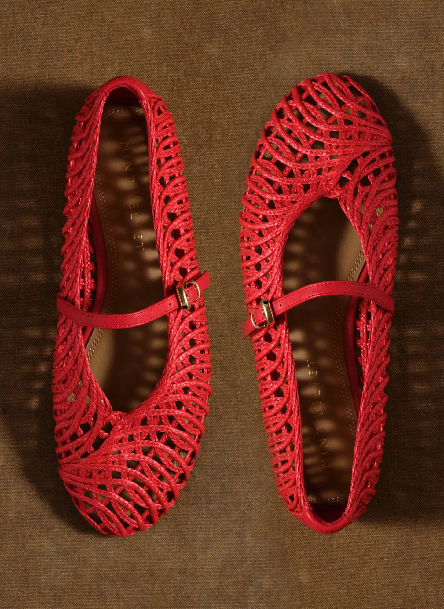 Lily Red Woven Ballet Flat Pumps