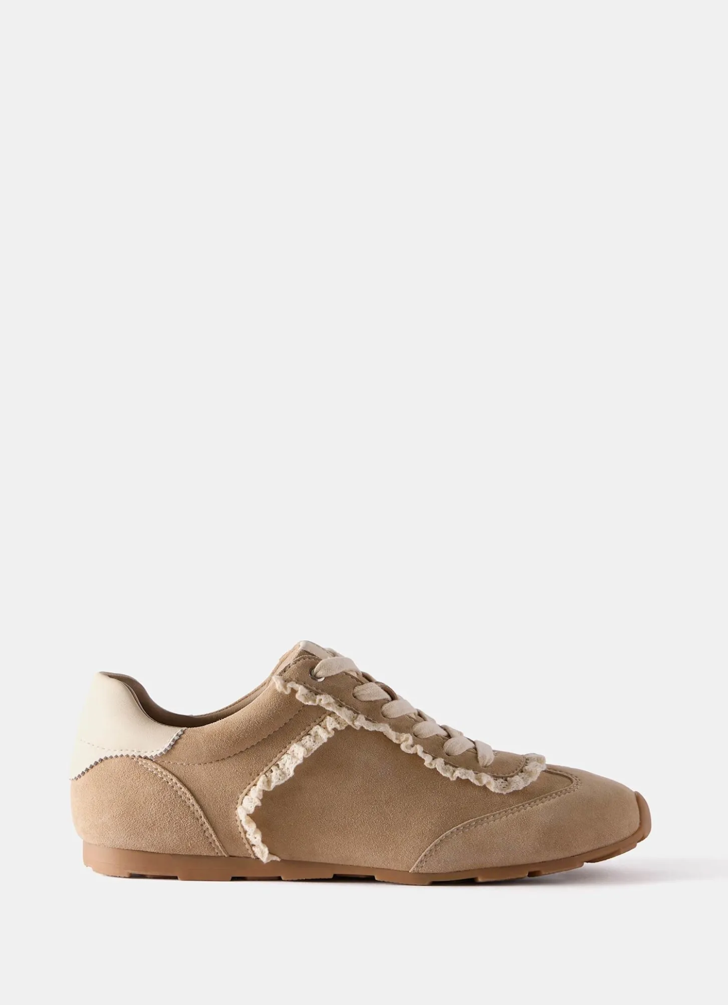 Lina Neutral Suede Lace Detail Trainers