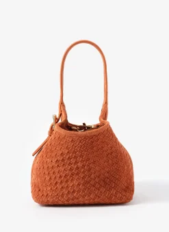 Lola Orange Suede Woven Bucket Bag