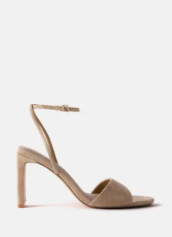 Lou Neutral Suede High Heel Sandals