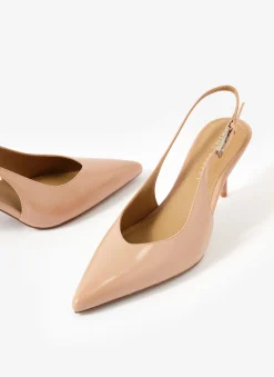 Lya Neutral Leather Sling Back Heels
