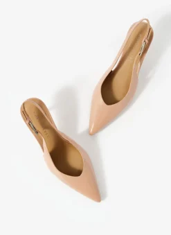 Lya Neutral Leather Sling Back Heels