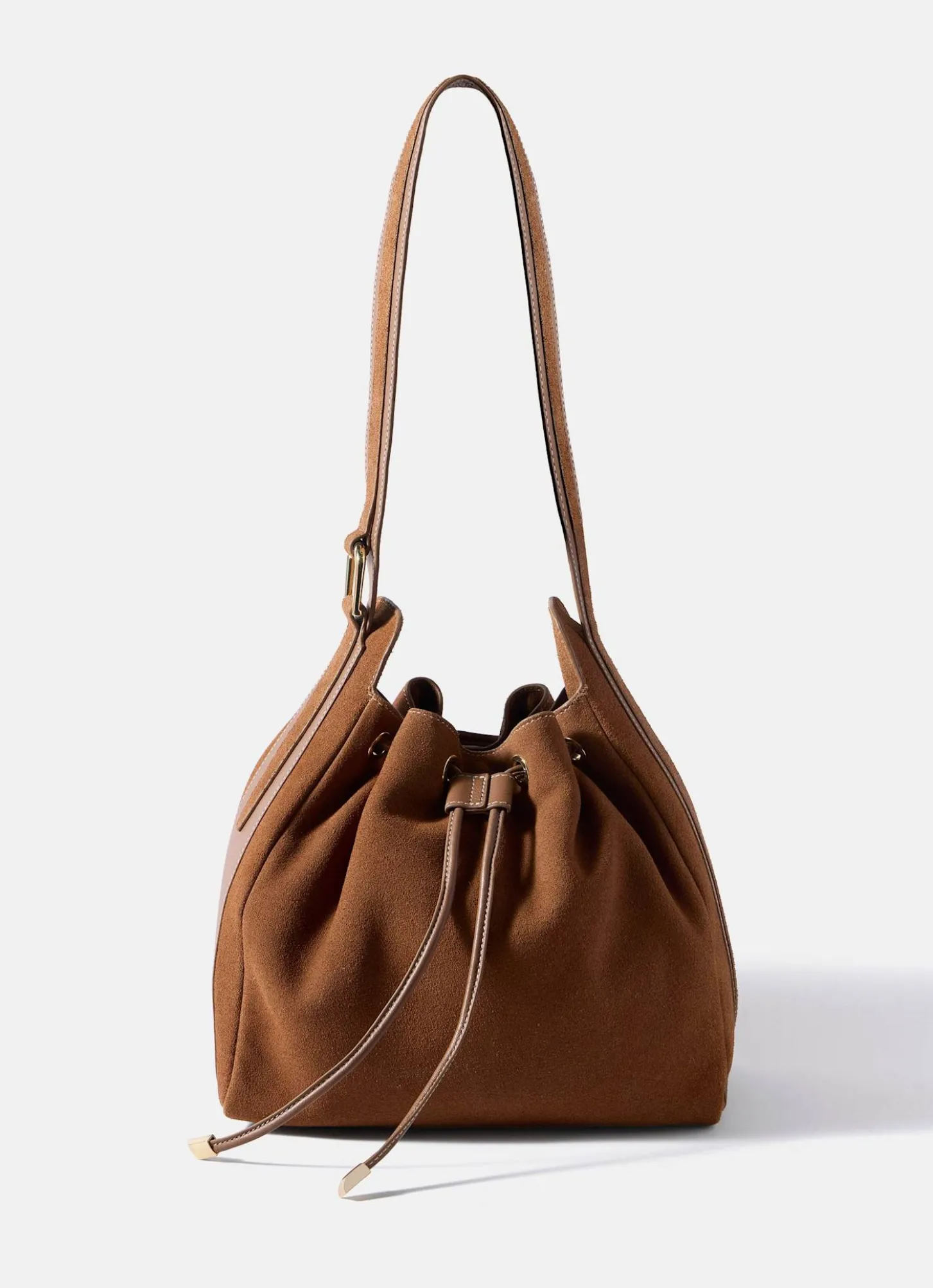 Mabel Tan Suede Bucket Bag