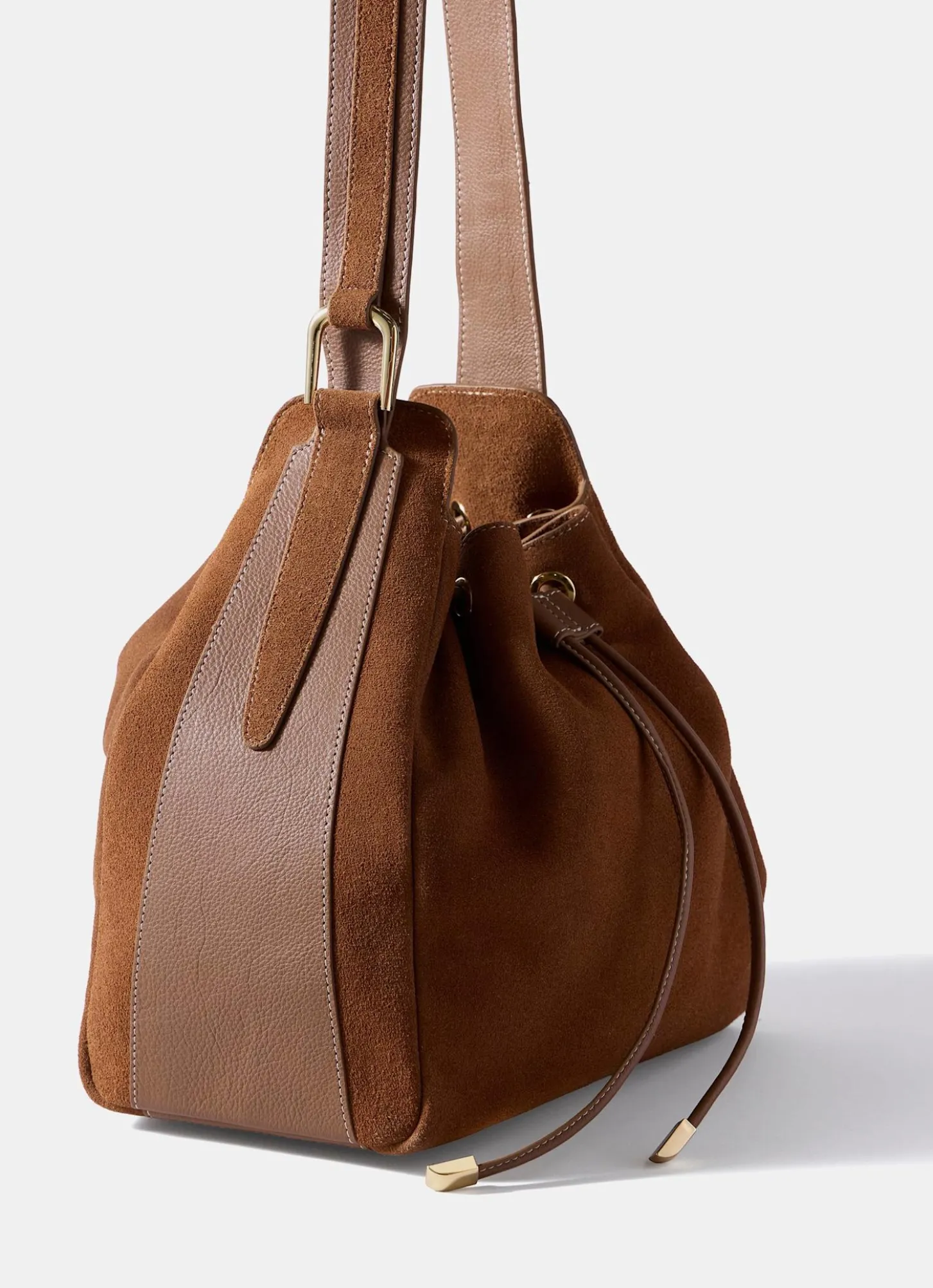 Mabel Tan Suede Bucket Bag