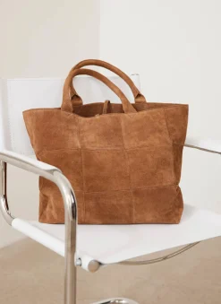 Mia Tan Suede Woven Tote Bag