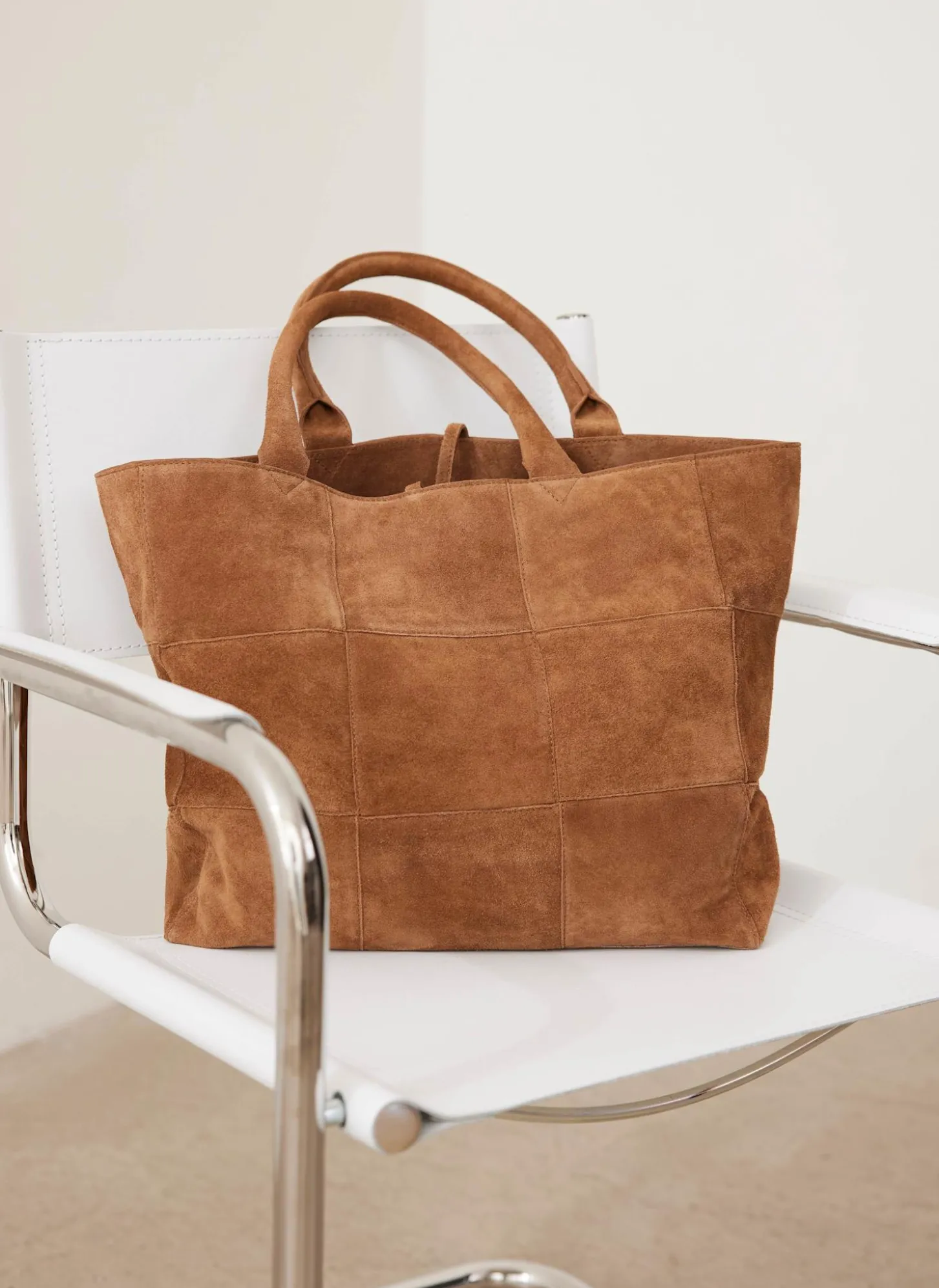 Mia Tan Suede Woven Tote Bag
