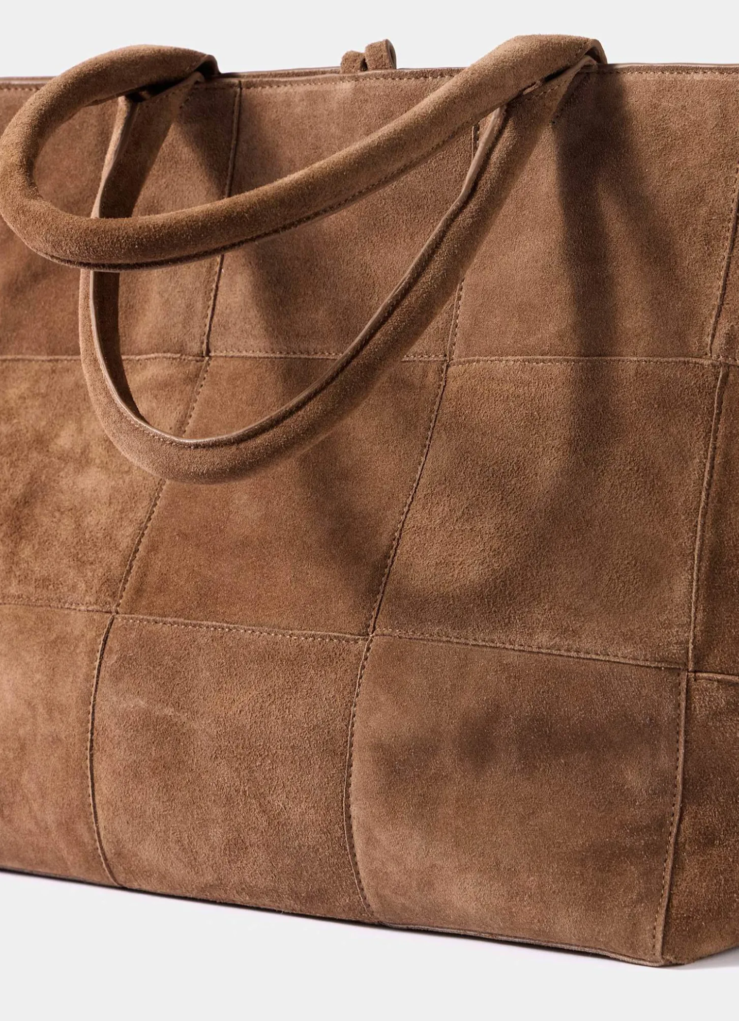 Mia Tan Suede Woven Tote Bag