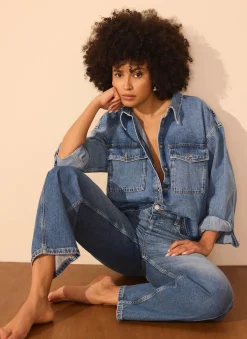 Mid Indigo Barrel Leg Jeans