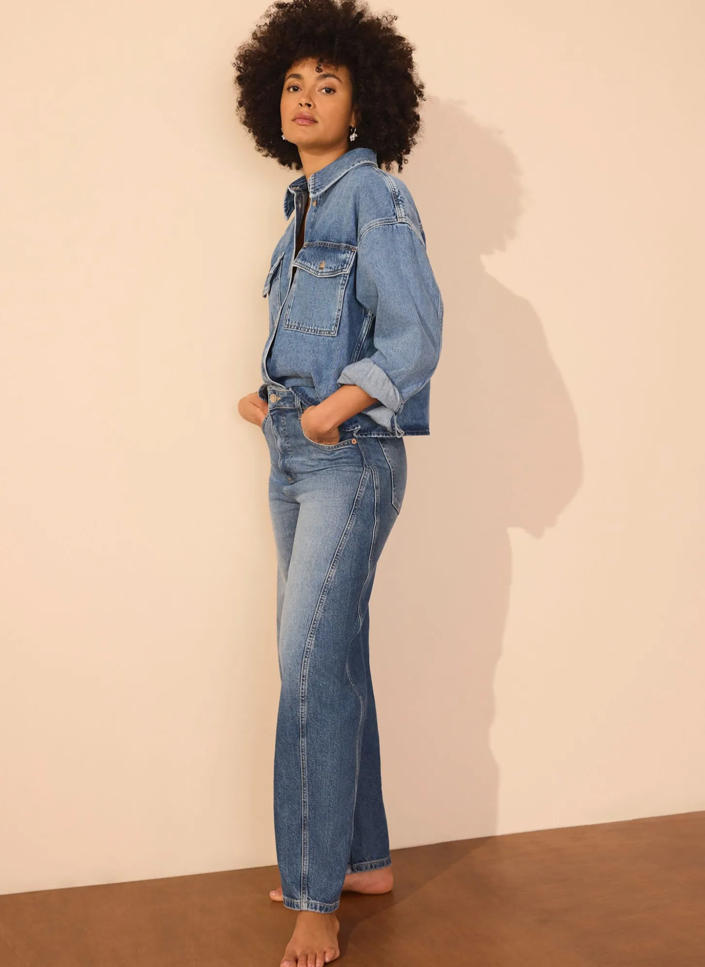 Mid Indigo Barrel Leg Jeans