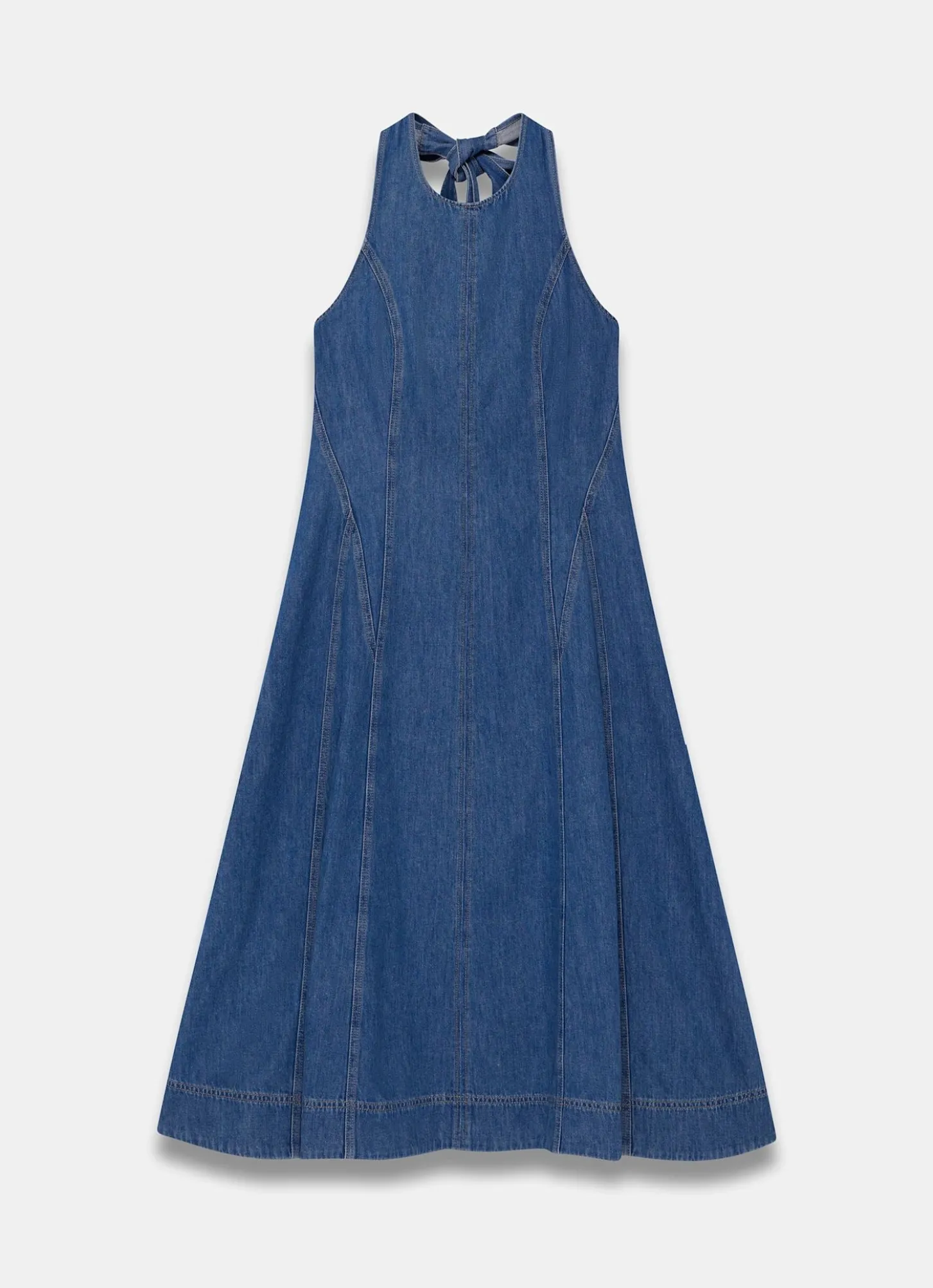 Mid Indigo Denim Halter Midi Dress