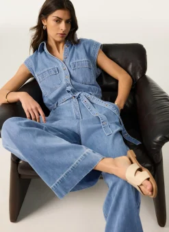 Mid Indigo Denim Jumpsuit
