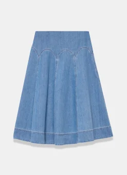 Mid Indigo Denim Midi Skirt