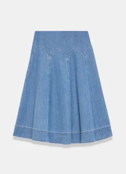 Mid Indigo Denim Midi Skirt