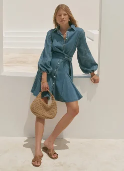 Mid Indigo Denim Mini Shirt Dress