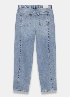 Mid Indigo Floral Embroidered Tapered Jeans