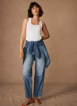 Mid Indigo Relaxed Tapered Boyfriend Jeans
