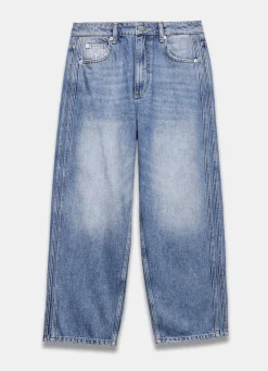 Mid Indigo Relaxed Tapered Boyfriend Jeans
