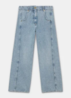 Mid Indigo Relaxed Wide Leg Jeans