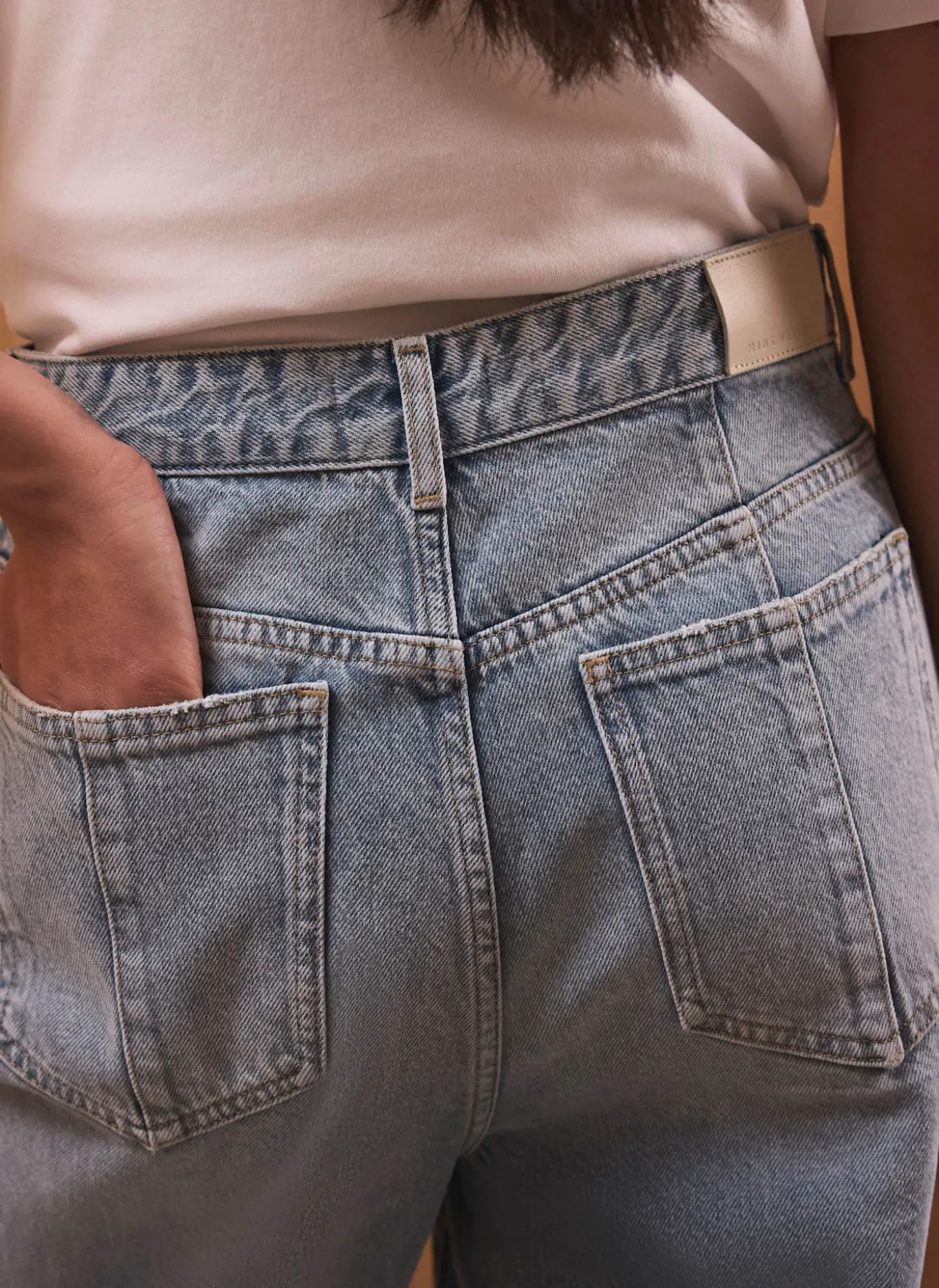 Mid Indigo Turn Up Wide Jeans