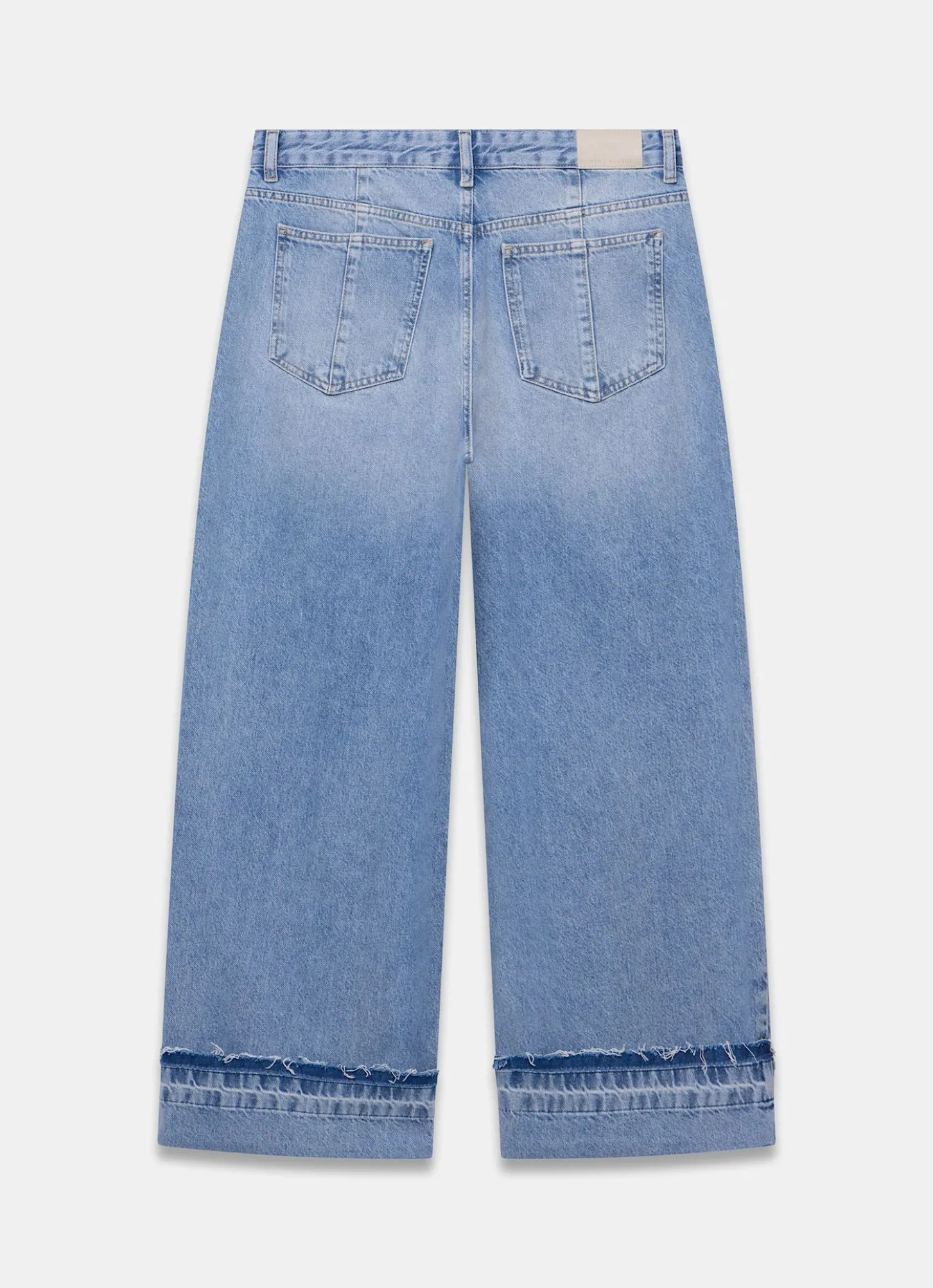 Mid Indigo Turn Up Wide Jeans