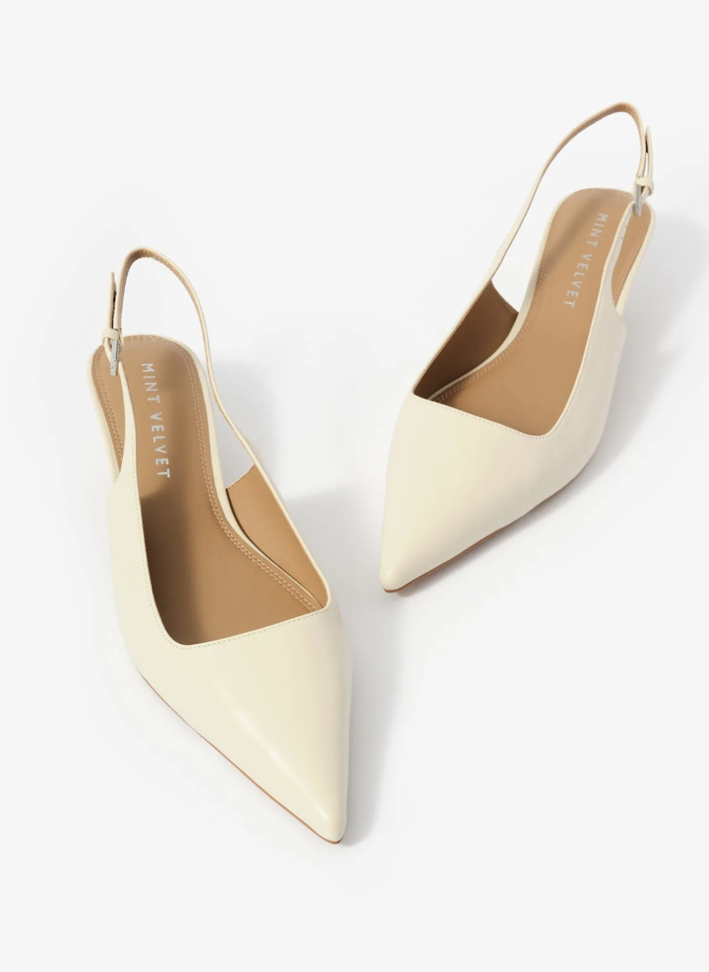 Mila Cream Leather Kitten Heel
