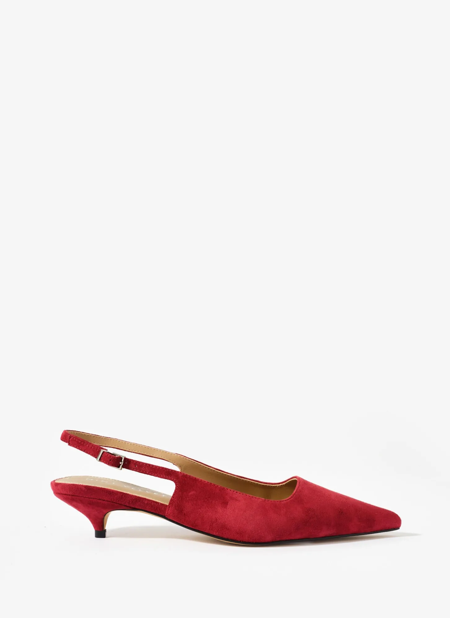 Mila Red Suede Slingback Kitten Heels