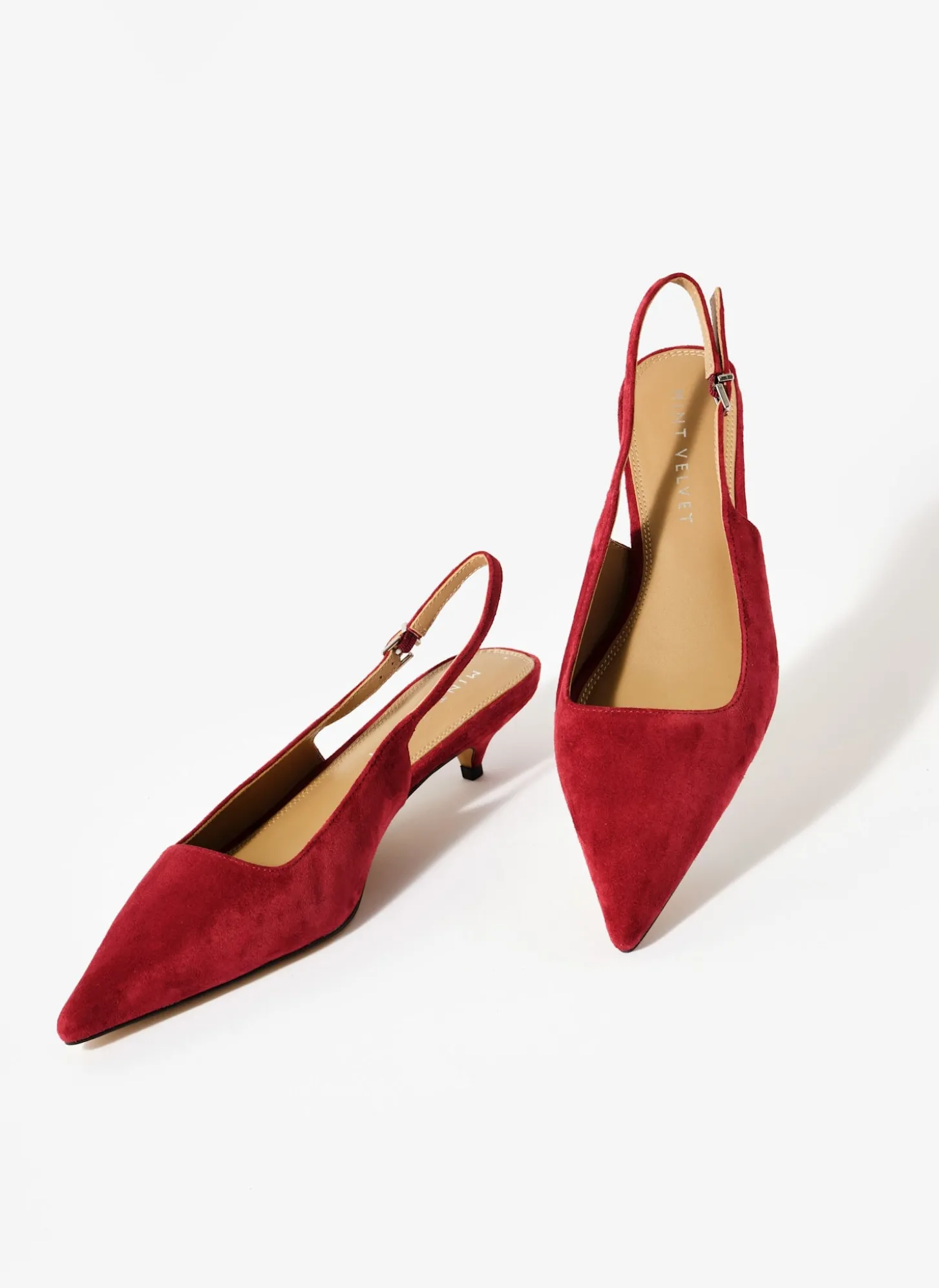 Mila Red Suede Slingback Kitten Heels