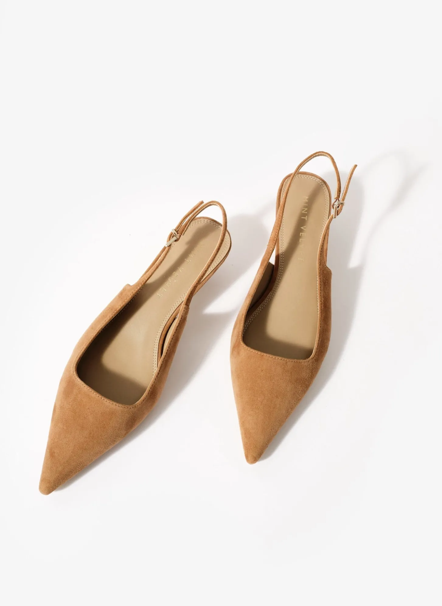 Mila Tan Suede Slingback Kitten Heels