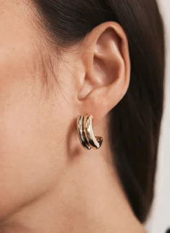 Mixed Metal Curve Earrings