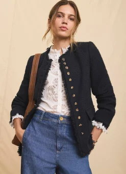 Navy Boucle Tweed Jacket