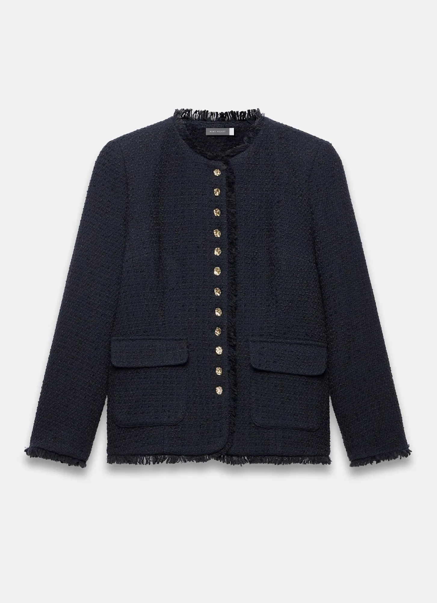 Navy Boucle Tweed Jacket