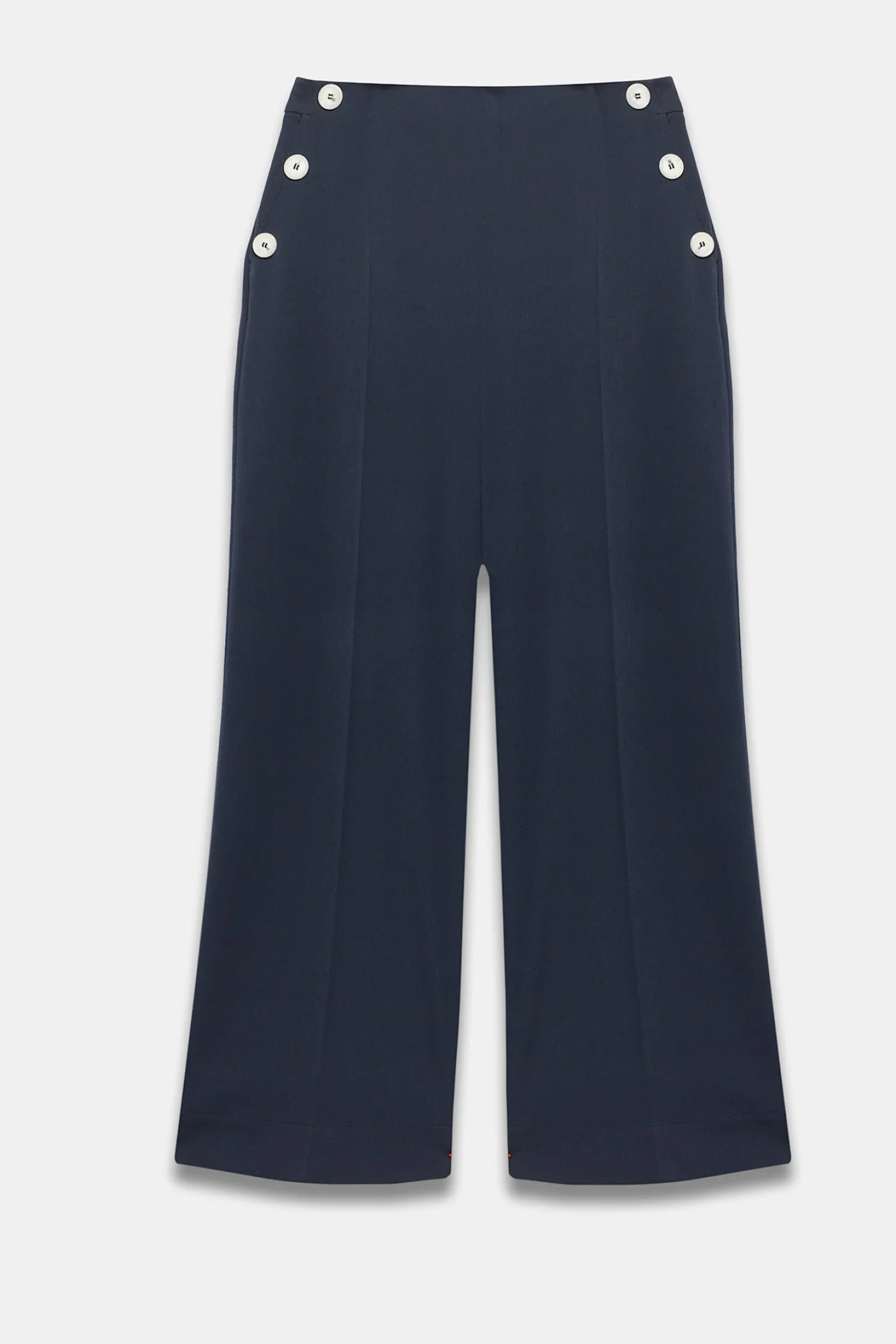 Navy Button Front Wide Trousers