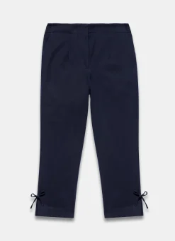 Navy Cotton Blend Capri Trousers
