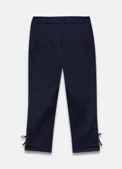 Navy Cotton Blend Capri Trousers