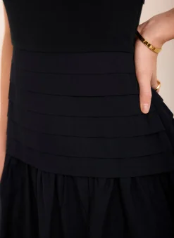 Navy Cotton Blend Maxi Dress
