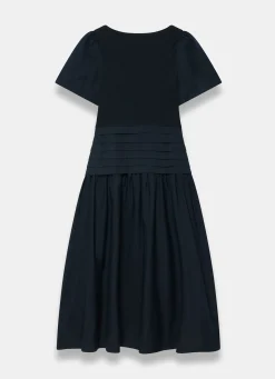 Navy Cotton Blend Maxi Dress