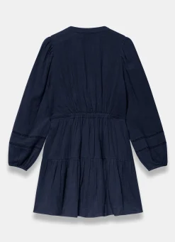Navy Cotton Cheesecloth Mini Dress