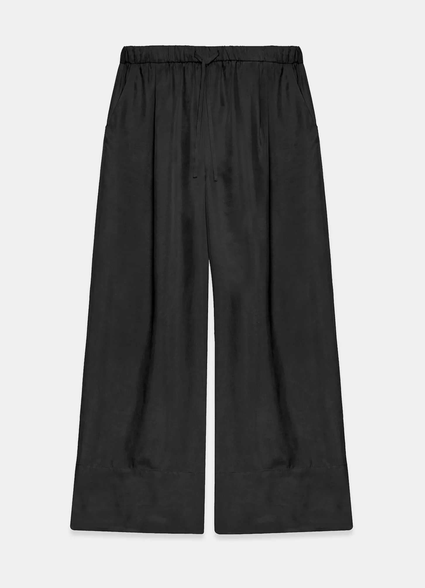 Navy Drawstring Wide Leg Trousers