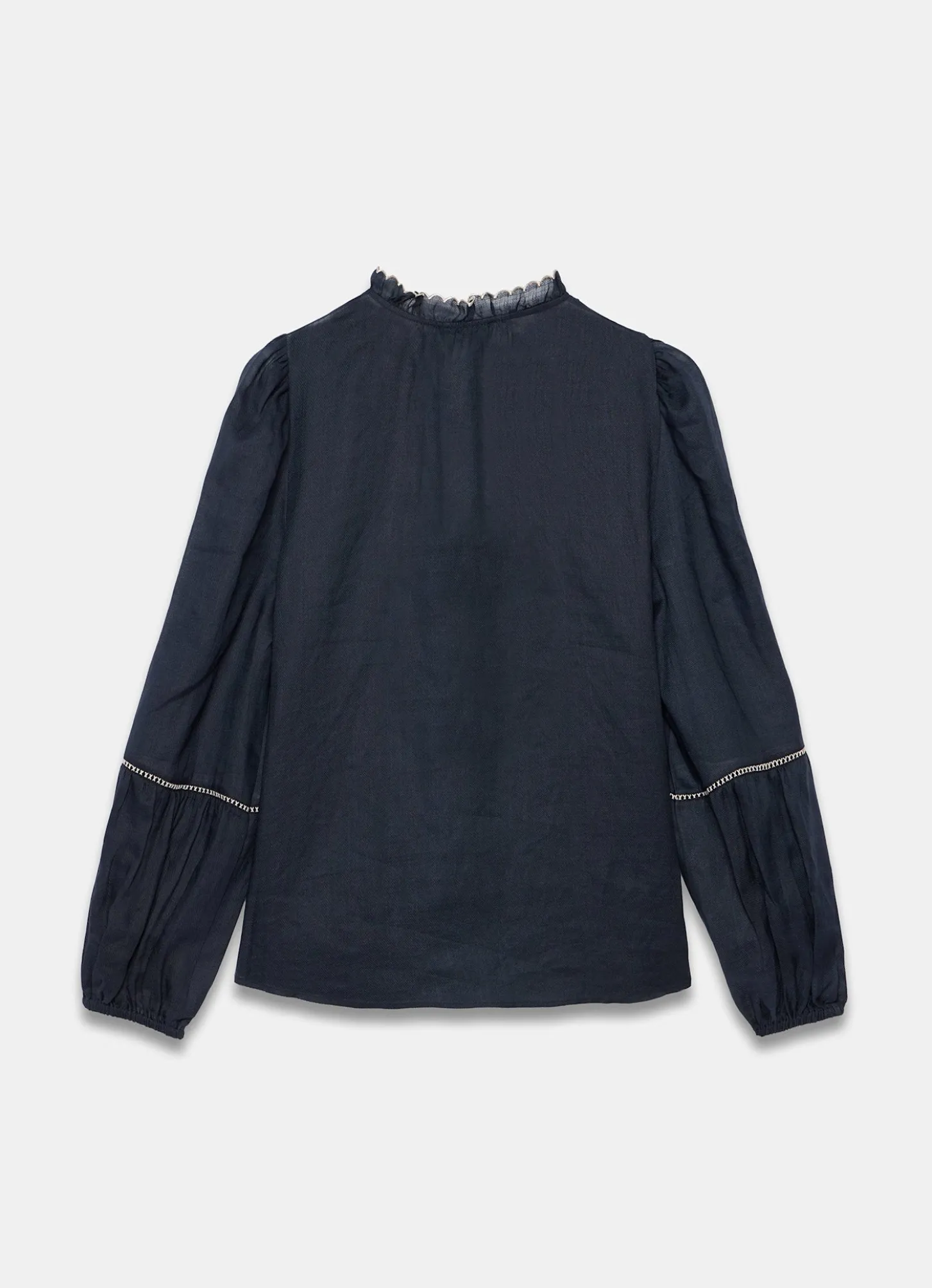 Navy Embroidered Detail Blouse