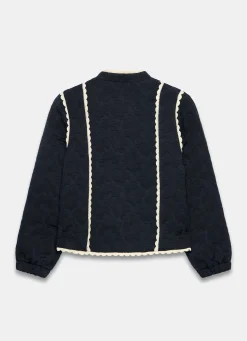 Navy Floral Jacquard Quilted Jacket